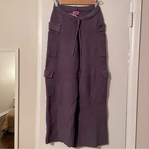 Edikted Purple Ribbed knitted pants